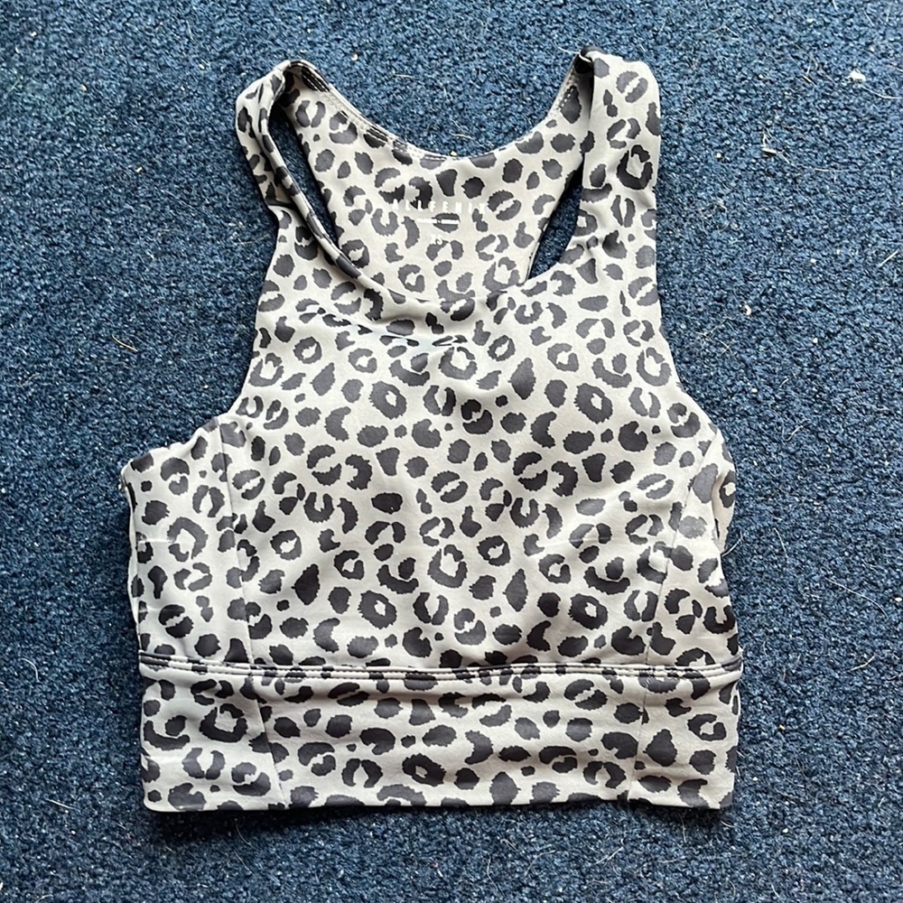 XS ALLFENIX workout tank, leopard print, long sports bra